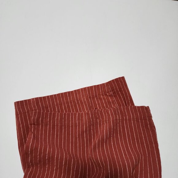 Blue Rain Orange Pinstripe High Rise Tie Front Wide Leg Pants - Picture 4 of 7